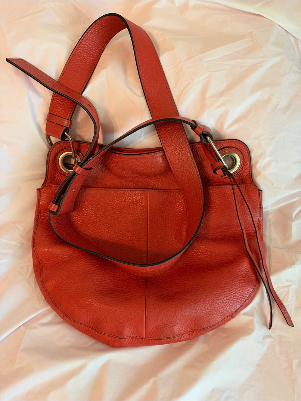 Vince Camuto Coral Pebbled Leather Crossbody with Gold Hardware